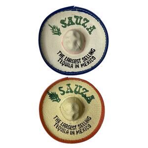 Set of 2 Vintage Sauza Tequila Promo Mini Sombreros Advertising Mexico Barware